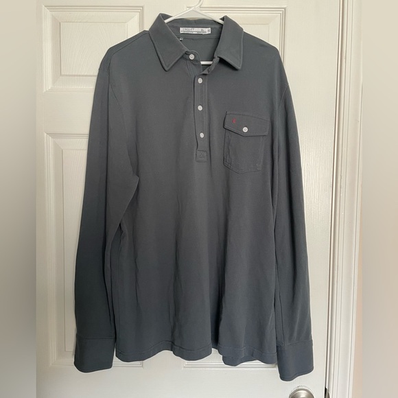 Criquet Organic Cotton Men's Long-Sleeve Polo - Charcoal Size XL EUC